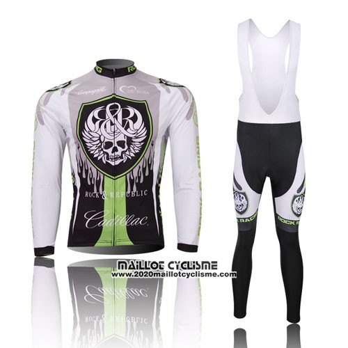 2013 Maillot Ciclismo Rock Racing Noir et Vert Manches Longues et Cuissard